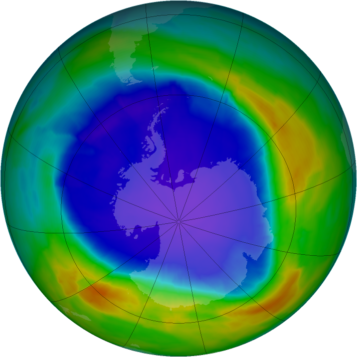 Antarctic ozone map for 14 September 2013